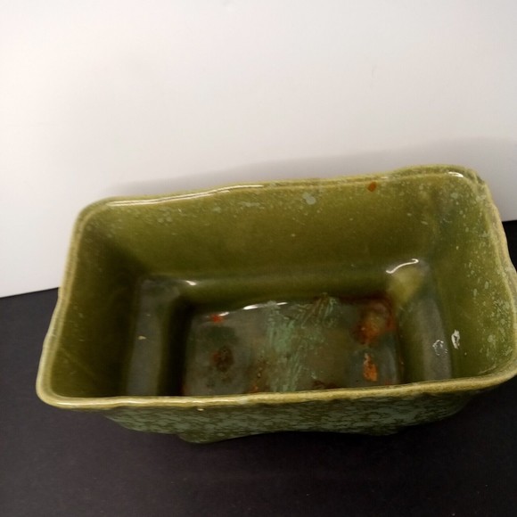 Vintage Brush Pottery Green Sponge White Planter 405-6 USA - Picture 3 of 13